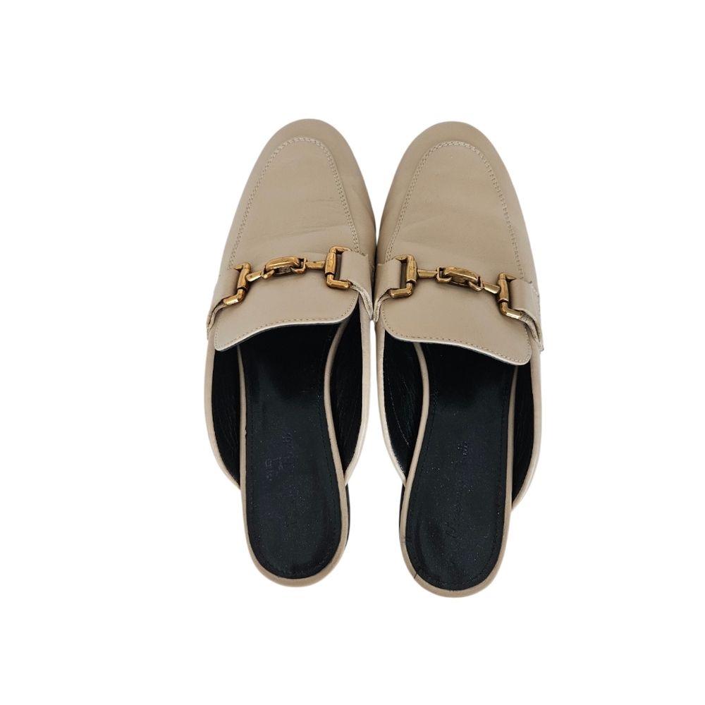 Massimo Dutti Beige Leather Horsebit Backless Loafers - Picture 3 of 10